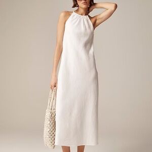 J Crew Linen High Neck Midi Dress